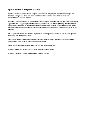 A preview of a PDF biography for Badger, Charles  James